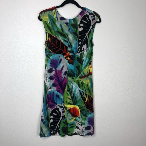 Jams World Jasper print dress casual Hawaiian summer cap sleeve v neck mini - Picture 2 of 9